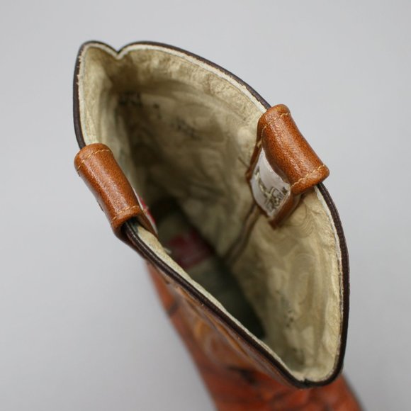 Rudel Men's 7 E Wide Cognac Brown Alligator Gator Leather Western Cowboy Boots - Picture 7 of 10